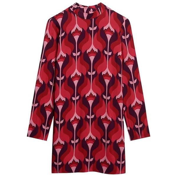 Superdry Studios Mock Neck Mini Klänning Röd S Kvinna