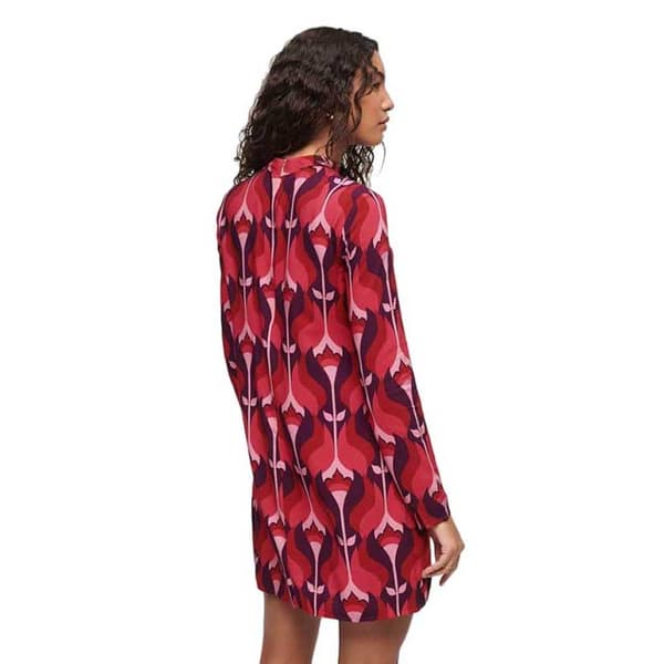 Superdry Studios Mock Neck Mini Klänning Röd S Kvinna