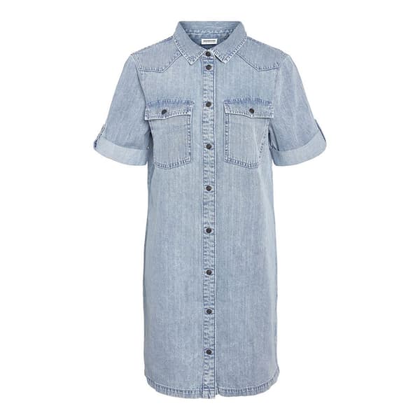 Noisy May New Signe Denim Wg003lb Kortærmet Kort Kjole Blå XS Kvinde