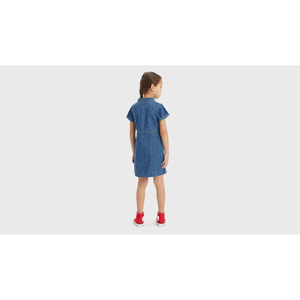 Levi´s ® Kids Button Front Denim Kortärmad Kort Klänning Blå 14 Years Flicka