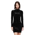 Miniatyrbillede 1 af 5: Superdry Velvet Longsleeved Mini Kjole Sort L Kvinde