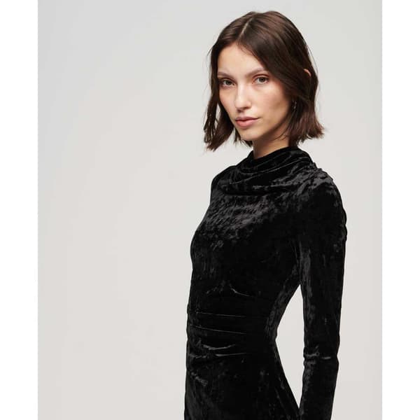 Superdry Velvet Longsleeved Mini Kjole Sort S Kvinde
