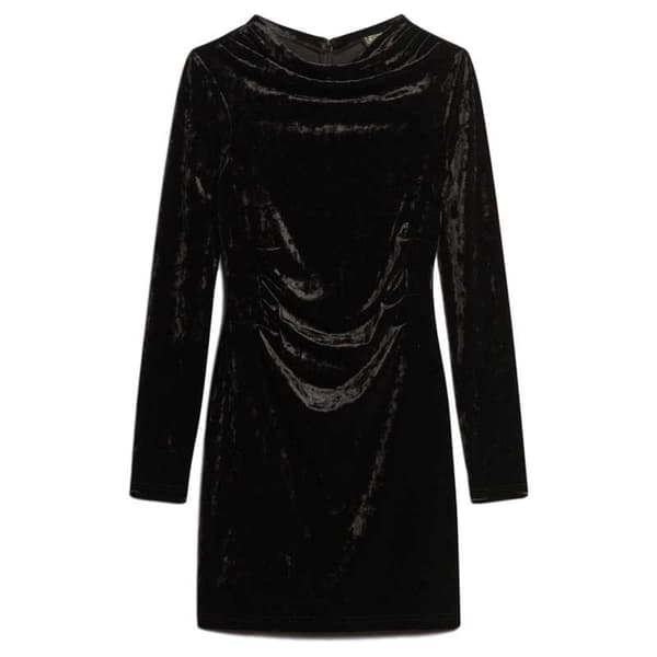 Superdry Velvet Longsleeved Mini Kjole Sort S Kvinde