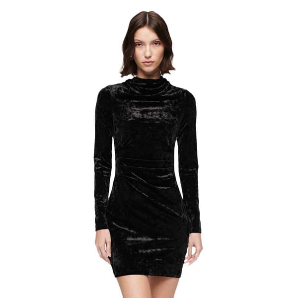 Superdry Velvet Longsleeved Mini Kjole Sort S Kvinde