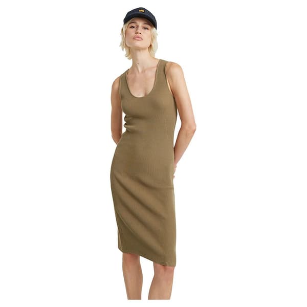 G-star Bodycon Ribbed ärmlös Klänning Brun L Kvinna
