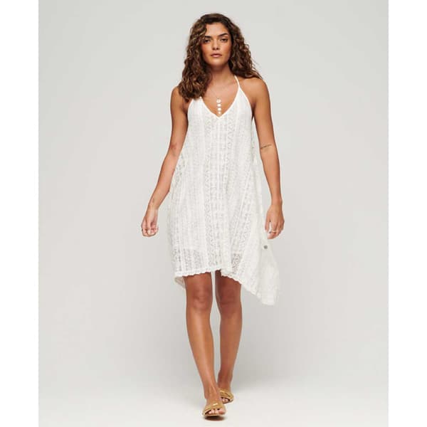 Superdry Vintage All Lace ärmlös Midiklänning Beige M Kvinna