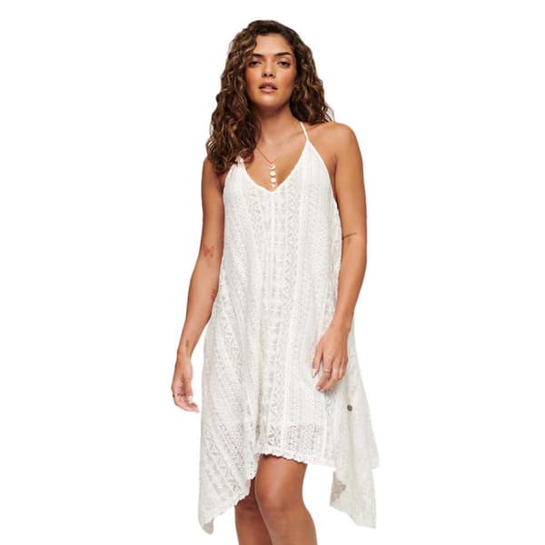 Superdry Vintage All Lace ärmlös Midiklänning Beige M Kvinna