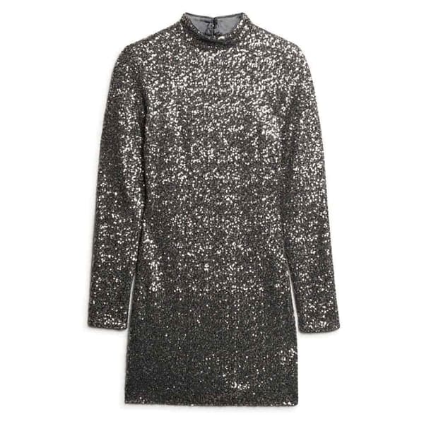 Superdry Sequin Mock Kort Klänning Grå S Kvinna
