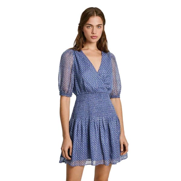 Pepe Jeans Pl953564 Kortærmet Kort Kjole Blå XL Kvinde