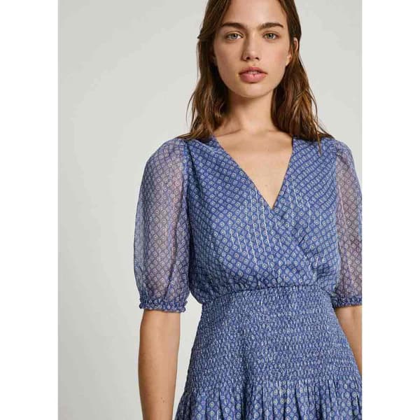 Pepe Jeans Pl953564 Kortärmad Kort Klänning Blå XS Kvinna