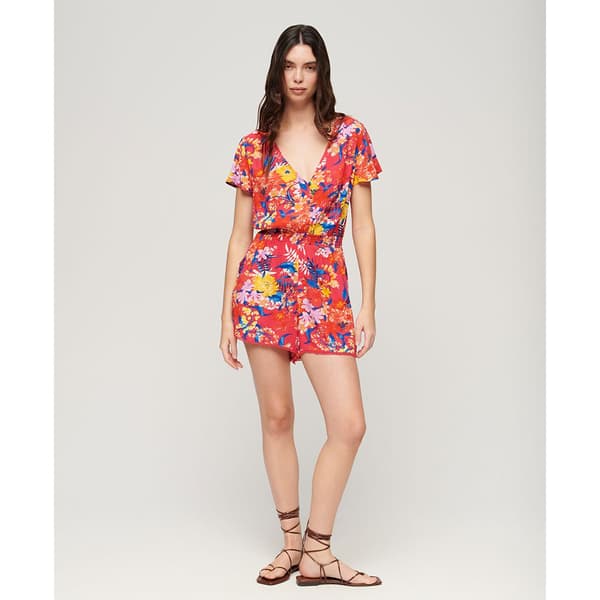 Superdry Beach Playsuit Kortærmet Kort Kjole Flerfarvet XS Kvinde