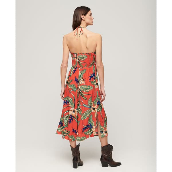 Superdry Smocked Midi Beach Lang Kjole Flerfarvet M Kvinde