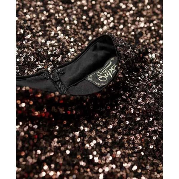 Superdry Sequin A Line ärmlös Kort Klänning Silver M Kvinna