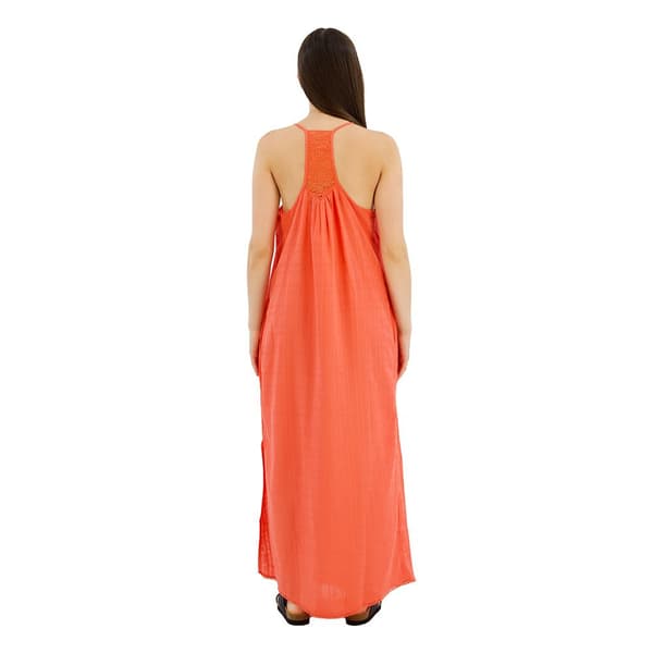 Superdry Lace Halter Beach ärmlös Lång Klänning Orange M Kvinna