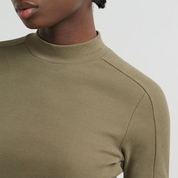 G-star Ergonomic Slim Rib Kjole Med Lange ærmer Grøn XS Kvinde