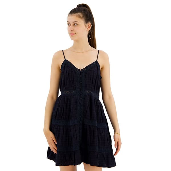 Superdry Alana Lace Trim ärmlös Kort Klänning Svart L Kvinna