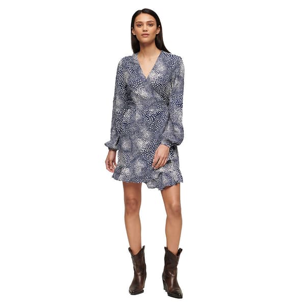 Superdry Printed Wrap Långärmad Kort Klänning Flerfärgad S Kvinna