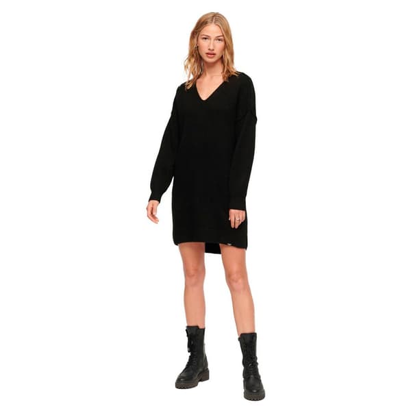 Superdry V Jumper Långärmad Kort Klänning Svart S Kvinna