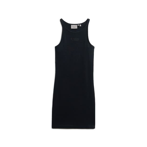 Superdry Embroidered Rib Racer ärmlös Kort Klänning Svart S Kvinna