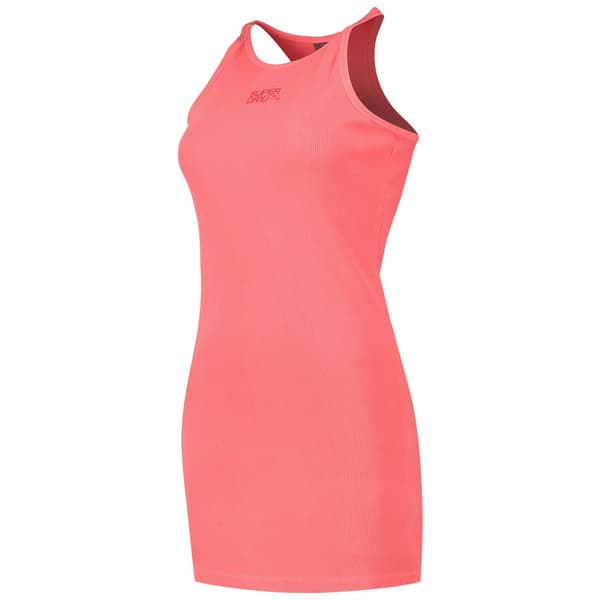 Superdry Embroidered Rib Racer ärmlös Kort Klänning Rosa S Kvinna