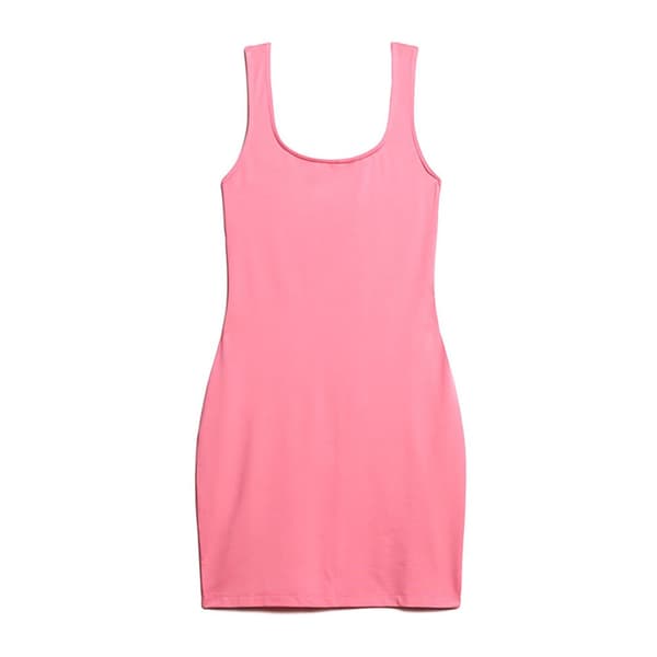 Superdry Square Neck Jersey Mini Kort Kjole Rosa XL Kvinde