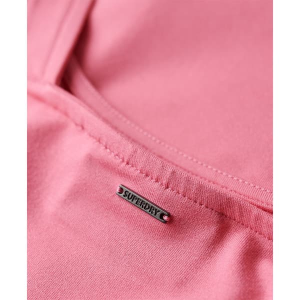 Superdry Square Neck Jersey Mini Kort Kjole Rosa XL Kvinde