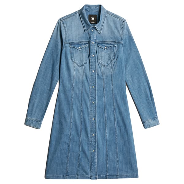 G-star Tacoma Slim Flare Kjole Med Lange ærmer Blå S Kvinde