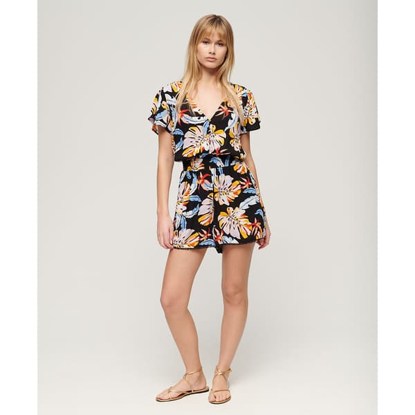 Superdry Beach Playsuit Kortärmad Kort Klänning Flerfärgad S Kvinna