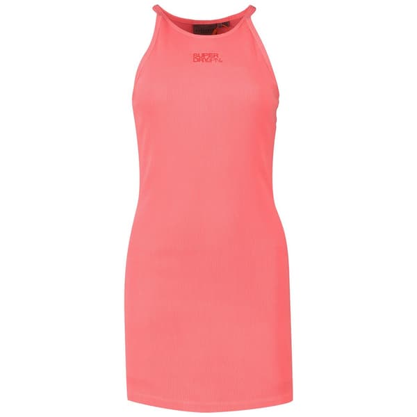 Superdry Embroidered Rib Racer ärmlös Kort Klänning Rosa XL Kvinna