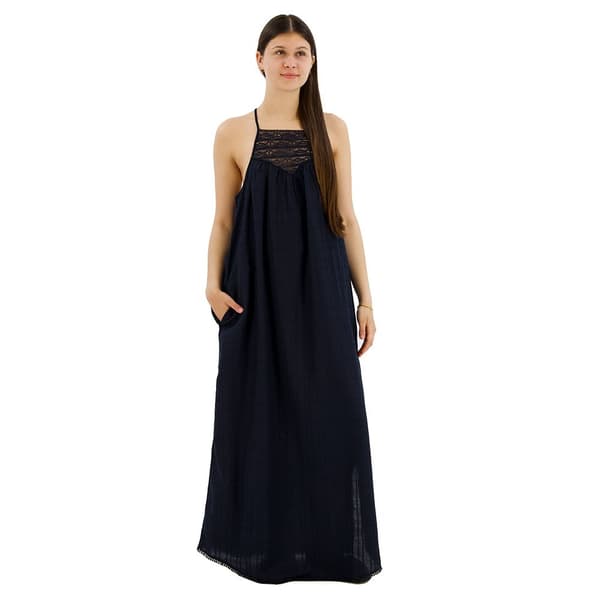 Superdry Lace Halter Beach ärmlös Lång Klänning Svart 2XS Kvinna