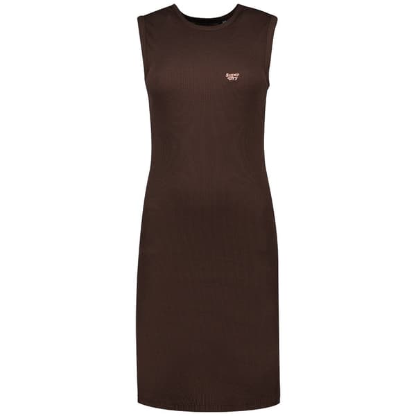 Superdry Rib Bodycon ärmlös Kort Klänning Brun XS Kvinna