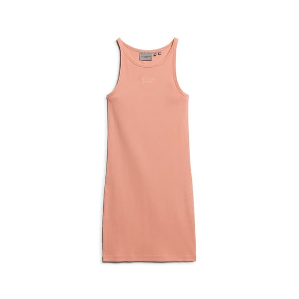 Superdry Embroidered Rib Racer ärmlös Kort Klänning Rosa S Kvinna