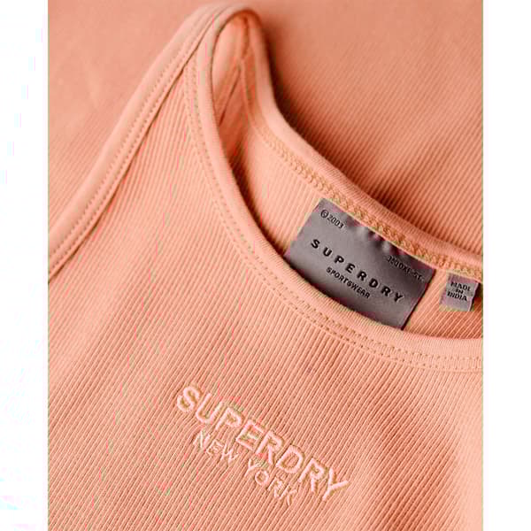 Superdry Embroidered Rib Racer ärmlös Kort Klänning Rosa S Kvinna