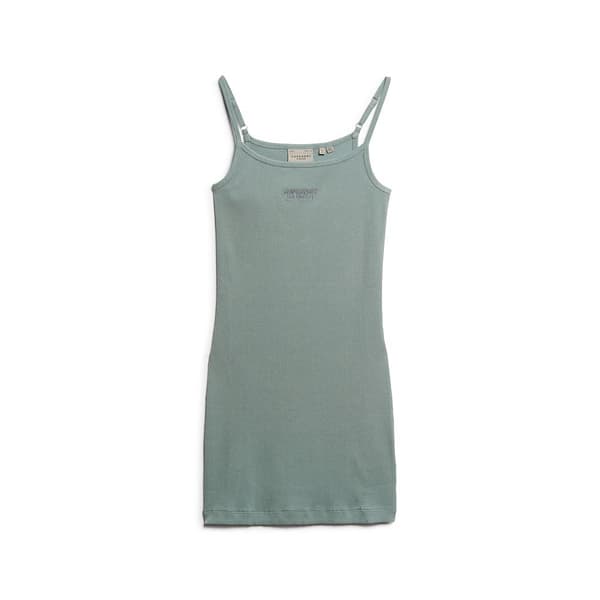 Superdry Embroidered Rib Strappy ärmlös Kort Klänning Blå L Kvinna