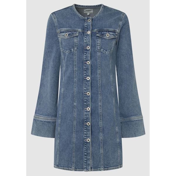 Pepe Jeans Ella Langærmet Kort Kjole Blå M Kvinde