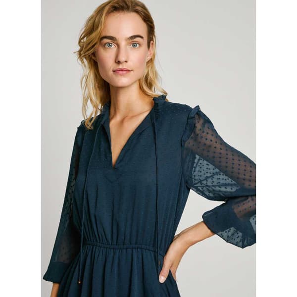 Pepe Jeans Pl953612 3/4 ærmet Kort Kjole Blå XS Kvinde