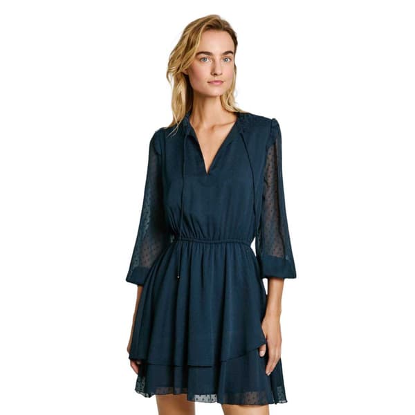Pepe Jeans Pl953612 3/4 ærmet Kort Kjole Blå XS Kvinde
