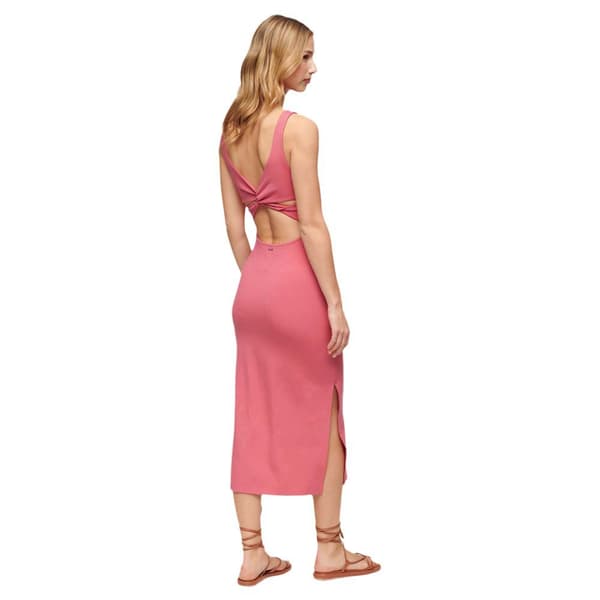 Superdry Twist Back ärmlös Midiklänning Rosa XL Kvinna