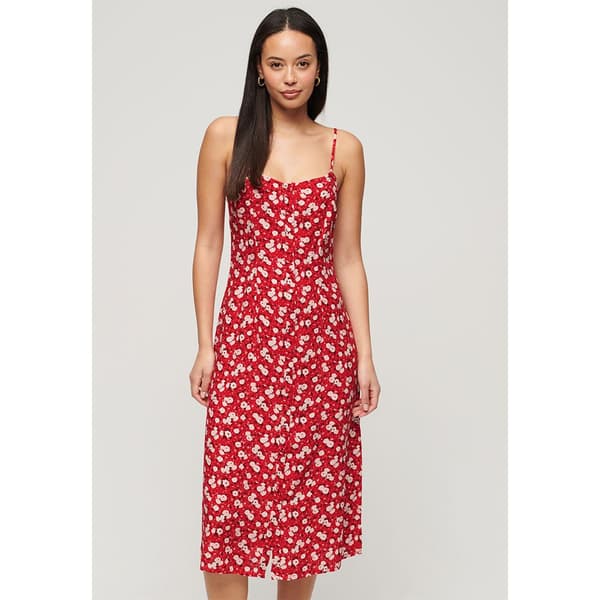 Superdry Print Button Cami Hihaton Midi-mekko Pinkki L Nainen
