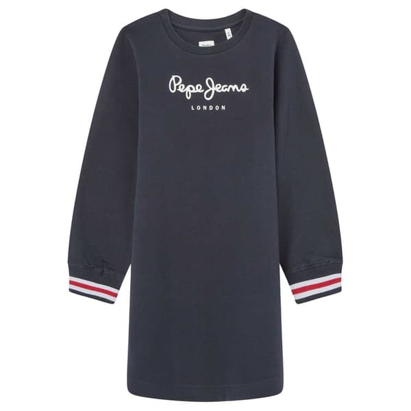 Pepe Jeans Tori Långärmad Midiklänning Blå,Grå 6 Years Flicka