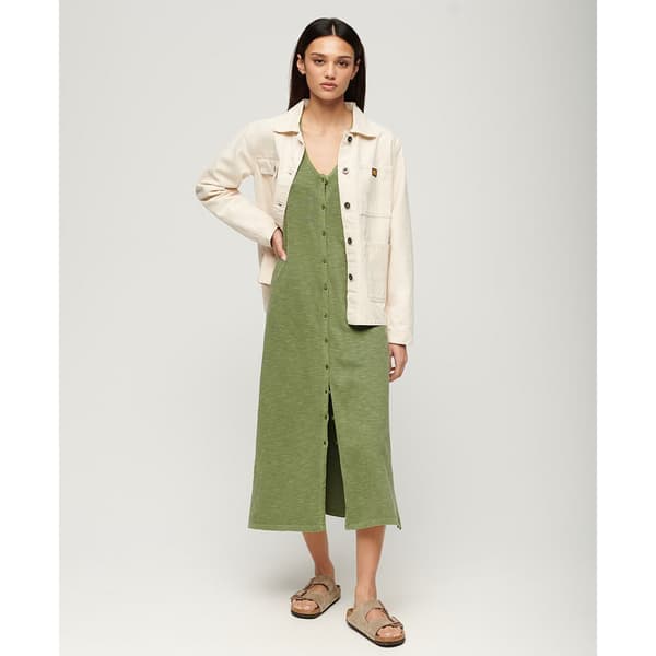 Superdry Beach Hihaton Midi-mekko Vihreä 2XS Nainen