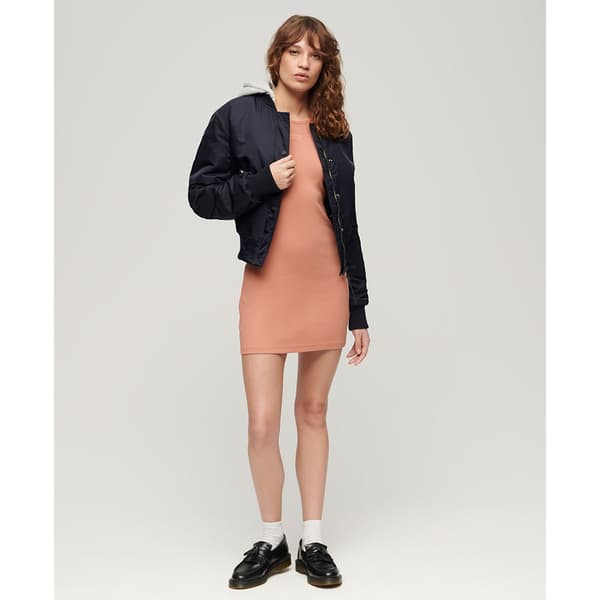 Superdry Embroidered Rib Racer ärmlös Kort Klänning Rosa M Kvinna