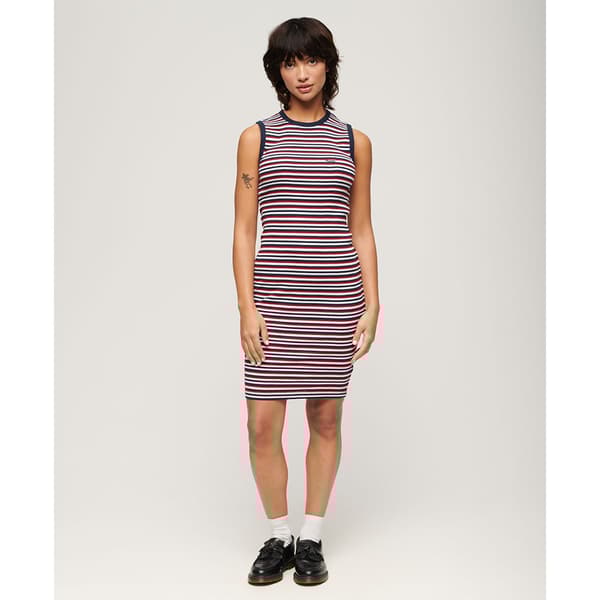 Superdry Rib Bodycon ärmlös Kort Klänning Röd XL Kvinna