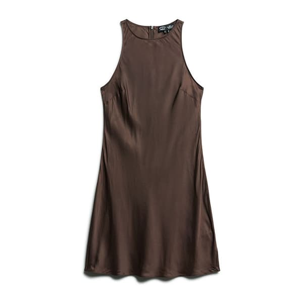 Superdry Satin Racer ärmlös Kort Klänning Brun S Kvinna