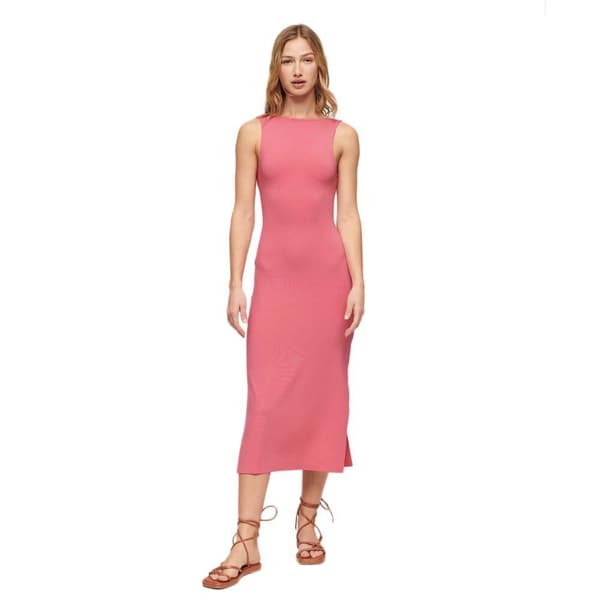 Superdry Twist Back ärmlös Midiklänning Rosa 2XS Kvinna
