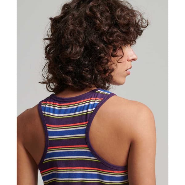Superdry Vintage Stripe ärmlös Kort Klänning Brun 2XS Kvinna
