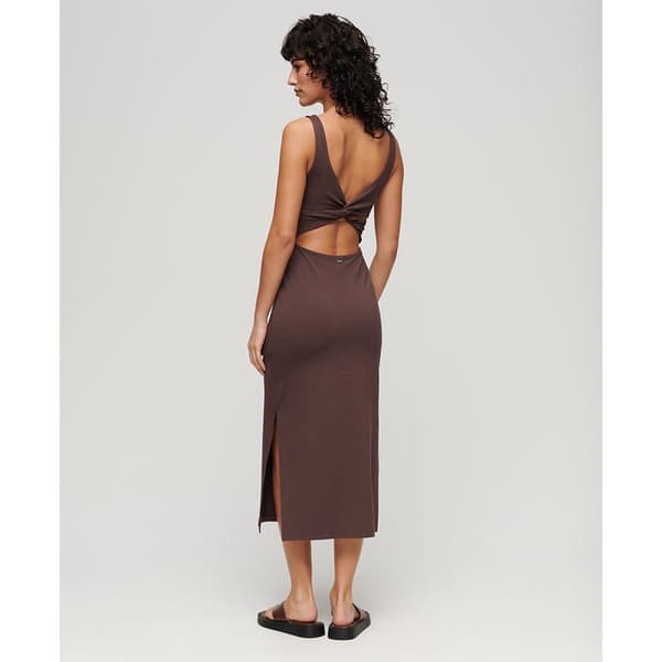 Superdry Twist Back ärmlös Midiklänning Brun XS Kvinna