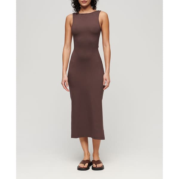 Superdry Twist Back ärmlös Midiklänning Brun XS Kvinna