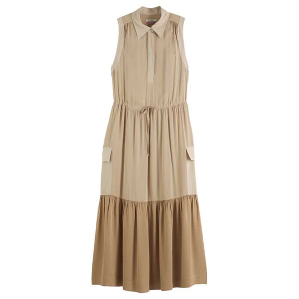 Scotch & Soda Fluid Utility ærmeløs Lang Kjole Beige 38 / Regular Kvinde