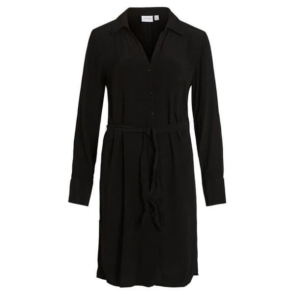 Robe Chemise Midi Vifini L-S-Noos - Vila - Svart - Dam